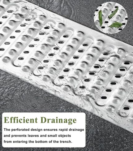 Heavy Duty Metal Trench Drain Grate - Outdoor Rectangle Drain Cover for Driveway Garage and Commercial Use - Sewer Grate for Efficient Water Drainage in Kuwait