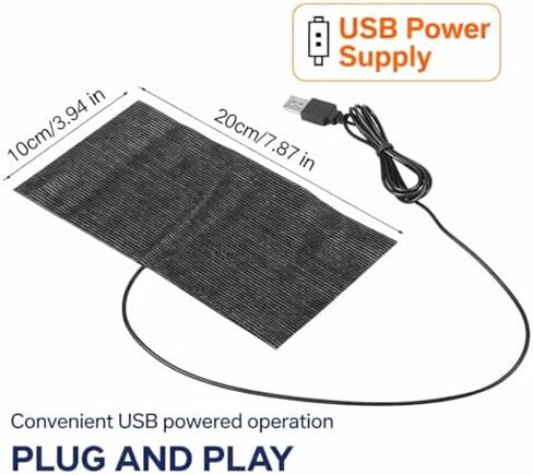 USB Heating Pad Heated Mat Electric Warming Mat Black USB Carbon Fiber Heating Mat 5V Pad Warm Blanket, Pouch 20 × 10 Cm in Kuwait