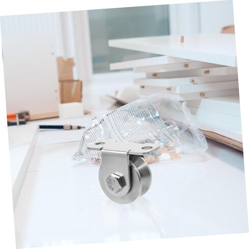 2Pcs Stainless Steel Cable Pulleys with Internal Bearings Heavy Duty Wall Mounted Groove Wheels for Sliding Doors and Pulley Systems Versatile and Easy to Install in Saudi Arabia