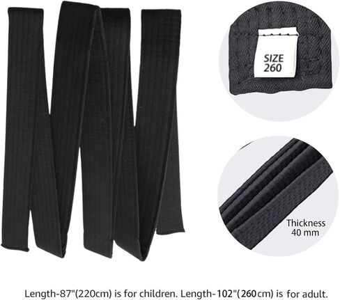 حزام أسود ناعم بطول 8.6أقدام للفنون القتالية الكاراتيه والتايكوندو والجودو in Kuwait