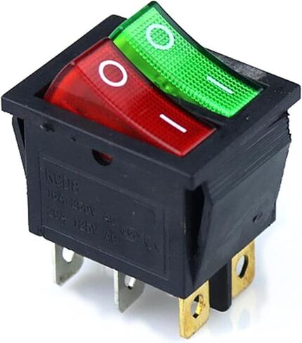 KCD3 مفتاح الروك المزدوج للقارب 6 دبوس تشغيل/إيقاف مع ضوء أخضر أحمر 20 أمبير 125 فولت تيار متردد in Kuwait