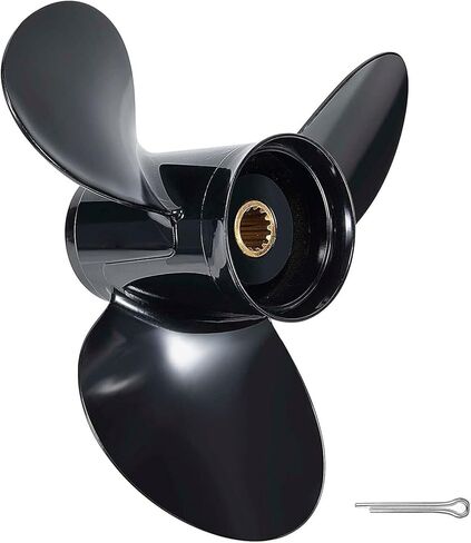 11 3/8 × 14 مروحة خارجية للقارب من الألومنيوم لمحرك BRP Johnson Evinrude OMC Stern Drive 40-50HP، 13 Spline Tooth، RH، تناسب Evinrude 40HP 50HP، علبة تروس 3-1/4 بوصة، 4 أشواط in Kuwait
