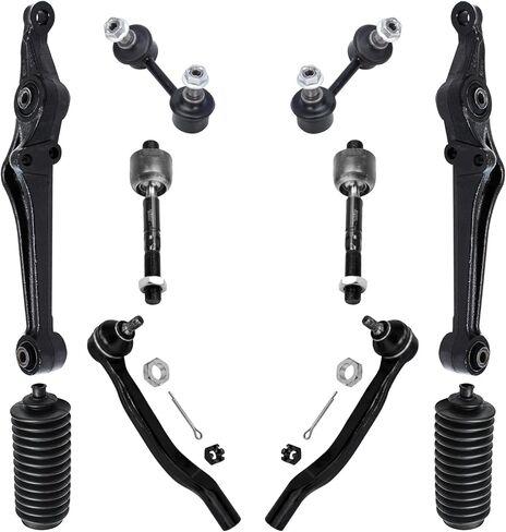 Detroit Axle - Front 10pc Control Arms Kit for 06-12 Mitsubishi Eclipse, 04-12 Galant, 2 Lower Control Arms w/Ball Joints 2 Sway Bars 4 Tie Rods 2 Boots 2006 2007 2008 2009 2010 2011 2012 Replacement in Saudi Arabia