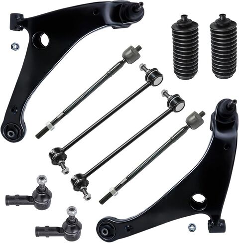 Detroit Axle - Front 10pc Control Arms Kit for 06-12 Mitsubishi Eclipse, 04-12 Galant, 2 Lower Control Arms w/Ball Joints 2 Sway Bars 4 Tie Rods 2 Boots 2006 2007 2008 2009 2010 2011 2012 Replacement in Saudi Arabia