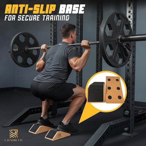 Anti-Slip Squat Wedge Block (2-Pack) – Heel Elevated Squats, 20° & 40° Cork Wedges for Weightlifting, Mobility & Knee Support – Includes Resistance Bands & Carry Bag in Saudi Arabia