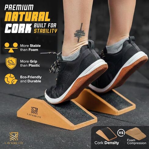 Anti-Slip Squat Wedge Block (2-Pack) – Heel Elevated Squats, 20° & 40° Cork Wedges for Weightlifting, Mobility & Knee Support – Includes Resistance Bands & Carry Bag in Saudi Arabia
