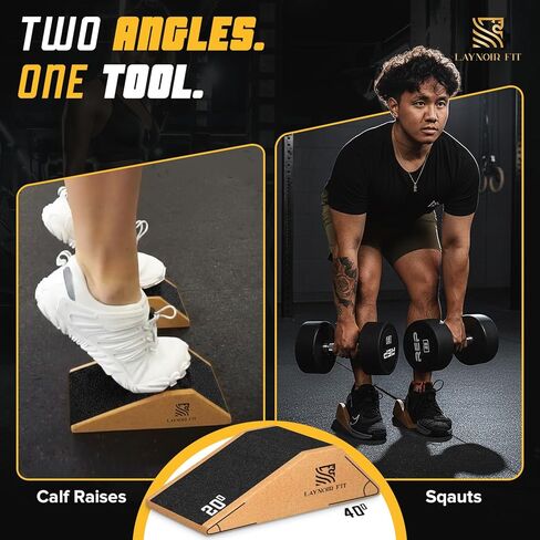 Anti-Slip Squat Wedge Block (2-Pack) – Heel Elevated Squats, 20° & 40° Cork Wedges for Weightlifting, Mobility & Knee Support – Includes Resistance Bands & Carry Bag in Saudi Arabia