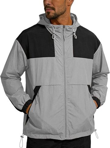 Mens Lightweight Jackets Sun Protection Hoodie Full Zip Colorblock Hiking Jacket Breathable Travel Clothes Outwear 2026 in Saudi Arabia