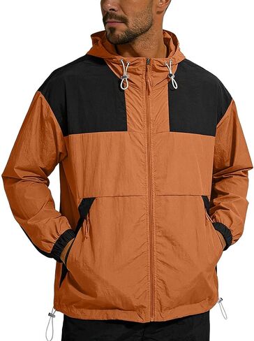 Mens Lightweight Jackets Sun Protection Hoodie Full Zip Colorblock Hiking Jacket Breathable Travel Clothes Outwear 2026 in Kuwait