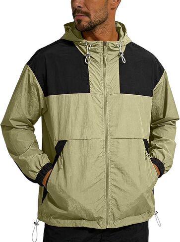 Mens Lightweight Jackets Sun Protection Hoodie Full Zip Colorblock Hiking Jacket Breathable Travel Clothes Outwear 2026 in Kuwait