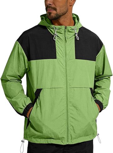 Mens Lightweight Jackets Sun Protection Hoodie Full Zip Colorblock Hiking Jacket Breathable Travel Clothes Outwear 2026 in Kuwait