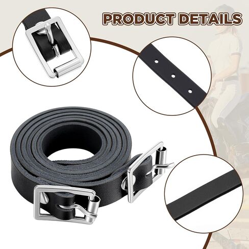 Hsei 4 Pcs Leather English Spur Straps, 1/2" x 16.5" Riding Spurs Straps with Adjustable Buckle for Men Women, Classic Look Strap for Boots, Spurs, Black in Kuwait