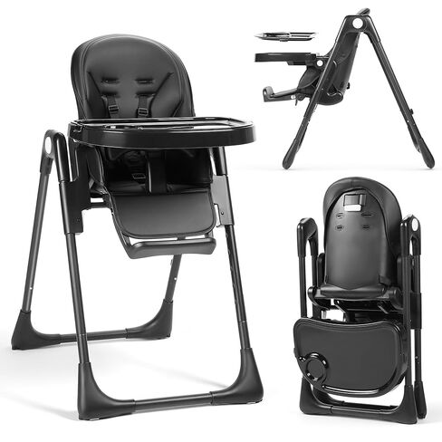 3 in 1 Foldable Baby High Chair, Infant High Chairs for Babies and Toddlers, 6 Height & 5 Recline Adjustable Toddler Feeding Chair, 2 Tray Depth & 3 Footrest Angles, 2 Built-in Wheels, Green in Kuwait