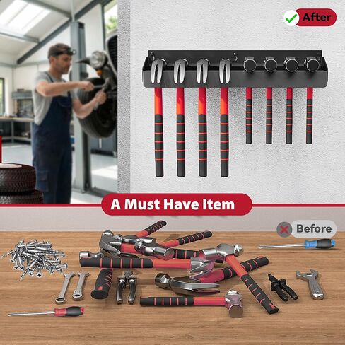 حامل المطرقة على الحائط، منظم المطرقة، مجموعة أدوات تخزين الأدوات اليدوية للجراج، المنزل، ورشة العمل، المصنع والمزيد in Kuwait