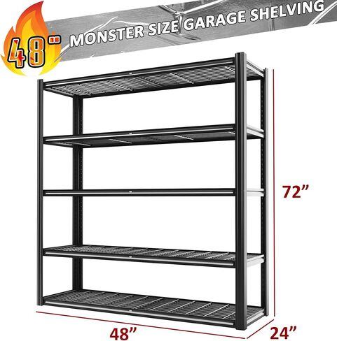 48" W Metal Garage Shelving 5 Tier Storage Shelves Heavy Duty 3030LBS Adjustable Shelf Unit Garage Shelving for Warehouse, Industrial, Basement, 72" H x 48" W x 24" D in Saudi Arabia