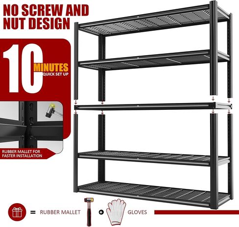 48" W Metal Garage Shelving 5 Tier Storage Shelves Heavy Duty 3030LBS Adjustable Shelf Unit Garage Shelving for Warehouse, Industrial, Basement, 72" H x 48" W x 24" D in Saudi Arabia