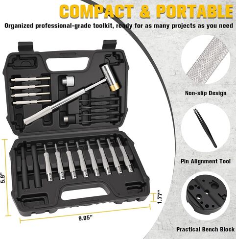 مجموعة ثقب من 23 قطعة من Beaiguna، مجموعة أدوات ميكانيكية مطورة، مجموعة ثقب ومطرقة مع كتلة مقعد، أداة ثقب معدنية فولاذية لصنع المجوهرات، وإصلاح الساعات، والإصلاحات الميكانيكية، وأشغال المعادن in Kuwait
