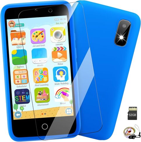 MINIBEAR Kids Toy Smartphone, 3.97" Toddler Dual Camera Learning Toys, 201+ Educational Games Play Phone No WiFi for Girls Boys 3-12 Christmas Birthday Gifts with 32g SD Card (Dinosaur) in Kuwait