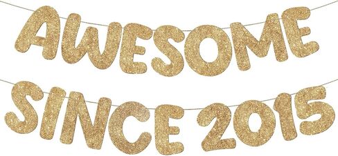 Fulmoon Pre Strung Awesome Since 2014 Banner Glitter Happy 11th Birthday Sign Funny Glitter Happy 11th Anniversary Party Decorations for Men Women (Dark Blue) in Saudi Arabia