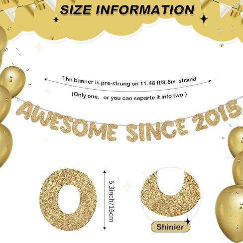 Fulmoon Pre Strung Awesome Since 2014 Banner Glitter Happy 11th Birthday Sign Funny Glitter Happy 11th Anniversary Party Decorations for Men Women (Dark Blue) in Saudi Arabia