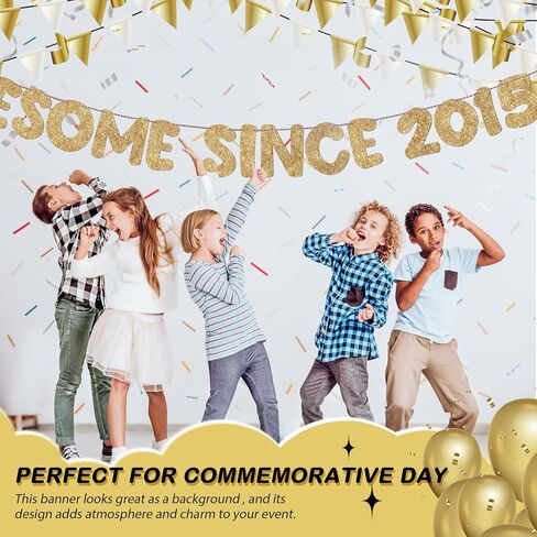 Fulmoon Pre Strung Awesome Since 2014 Banner Glitter Happy 11th Birthday Sign Funny Glitter Happy 11th Anniversary Party Decorations for Men Women (Dark Blue) in Saudi Arabia