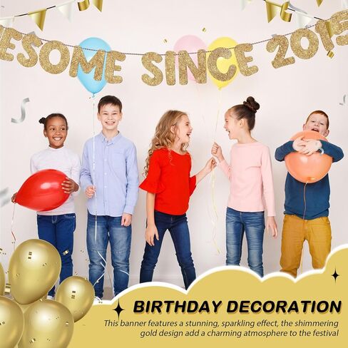 Fulmoon Pre Strung Awesome Since 2014 Banner Glitter Happy 11th Birthday Sign Funny Glitter Happy 11th Anniversary Party Decorations for Men Women (Dark Blue) in Saudi Arabia