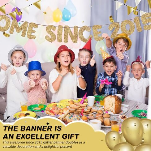 Fulmoon Pre Strung Awesome Since 2014 Banner Glitter Happy 11th Birthday Sign Funny Glitter Happy 11th Anniversary Party Decorations for Men Women (Dark Blue) in Saudi Arabia
