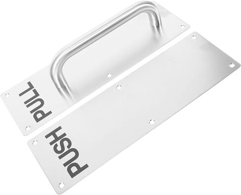 Holibanna Stainless Steel 304 Push Pull Door Handle Plate with Brushed Finish Commercial Interior and Exterior Metal Door Pull Industrial Hardware for Fire in Saudi Arabia