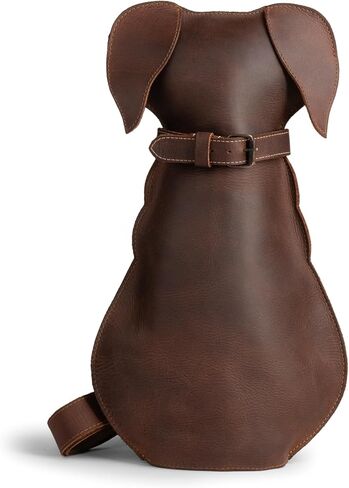 Hide & Play, Dog-Shaped Backpack, Pet Lover Accessory, Crossbody Bag, Travel Backpack, Full Grain Leather, Handmade, Bourbon Brown in Kuwait