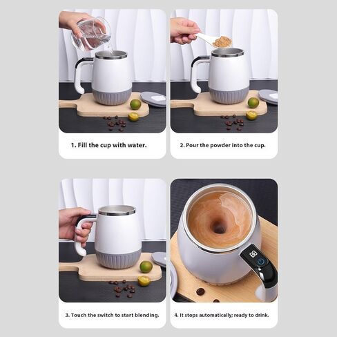 Automatic Blending Mug With 6500RPM Motor & Temperature Display Rechargeable Stainless Steel Drink Mixer For Coffee Shakes Electric Stir Cup For Beverages in Saudi Arabia
