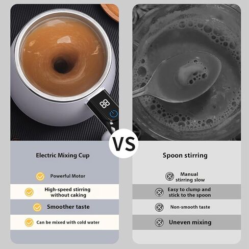 Automatic Blending Mug With 6500RPM Motor & Temperature Display Rechargeable Stainless Steel Drink Mixer For Coffee Shakes Electric Stir Cup For Beverages in Saudi Arabia