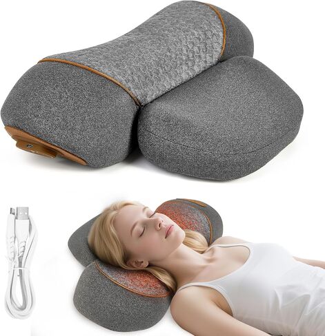 3-in-1 Neck Massager Pillow, Pillow Massage Neck Hump for Shoulder Pain, Deep Tissue Pain Relief, with Heating and Traction Function, Rechargeable Hump Corrector in Saudi Arabia