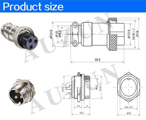5Pcs Female and Male of Aviation Connector Diameter 16mm 2/3/4/5/6/7/8/9 Pins GX16 Socket(7 pins Connector) in Saudi Arabia