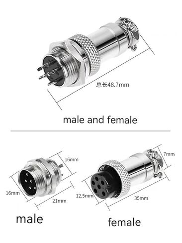 5Pcs Female and Male of Aviation Connector Diameter 16mm 2/3/4/5/6/7/8/9 Pins GX16 Socket(7 pins Connector) in Saudi Arabia