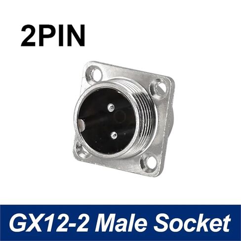 GX12 Connector Square Base Flange Socket 2 Pin 3pin 4pin 5pin 6pin 7pin Diam 12mm 1Pcs(2 Pin) in Saudi Arabia