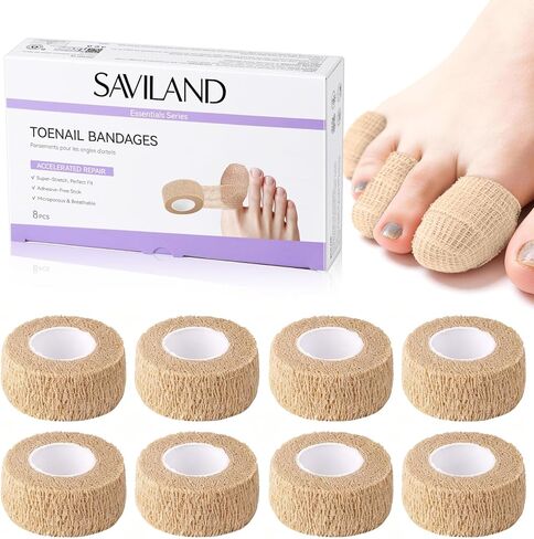 SAVILAND Fungal Care Bandage Wrap FSA-HSA: Ultra-Stretch Self Adhesive Bandage Secures Fungal Cream Overnight No Glue Breathable Skin-Toned Wrap for Discolored Damaged Nails Treatment in Kuwait