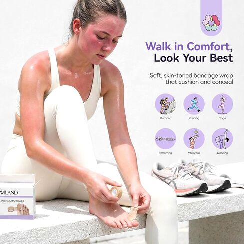 SAVILAND Fungal Care Bandage Wrap FSA-HSA: Ultra-Stretch Self Adhesive Bandage Secures Fungal Cream Overnight No Glue Breathable Skin-Toned Wrap for Discolored Damaged Nails Treatment in Kuwait