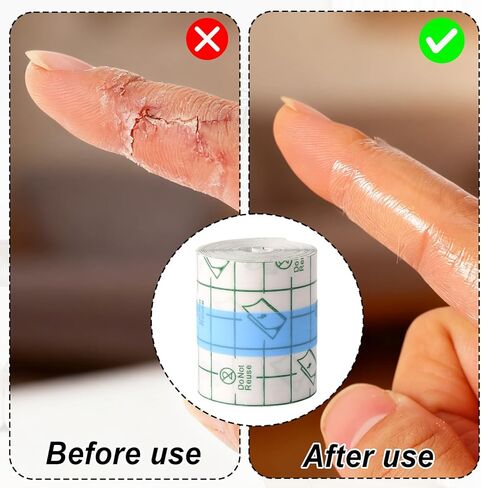 شريط شفاف مقاوم للماء للبشرة، شريط مرن لمفاصل الأصابع، شريط شفاف، ضمادة لاصقة لاصقة لحماية الأيدي المتشققة من أجل السباحة في الحمام (1.96 × 196.8 بوصة) in Saudi Arabia