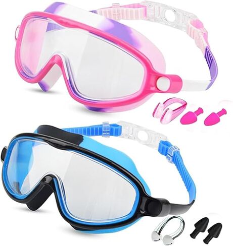New Eyes Goggles for Kids, Wide View Swim Goggles, Anti-UV Anti-Fog Pool Water Swimming Goggles for 3-14 in Saudi Arabia