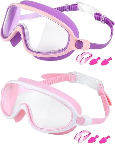 New Eyes Goggles for Kids, Wide View Swim Goggles, Anti-UV Anti-Fog Pool Water Swimming Goggles for 3-14 in Saudi Arabia