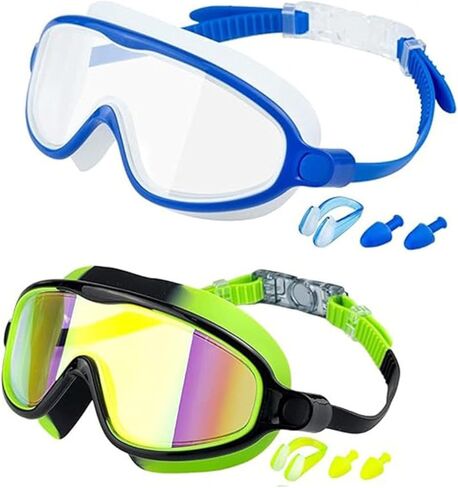 New Eyes Goggles for Kids, Wide View Swim Goggles, Anti-UV Anti-Fog Pool Water Swimming Goggles for 3-14 in Saudi Arabia