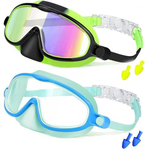 New Eyes Goggles for Kids, Wide View Swim Goggles, Anti-UV Anti-Fog Pool Water Swimming Goggles for 3-14 in Saudi Arabia
