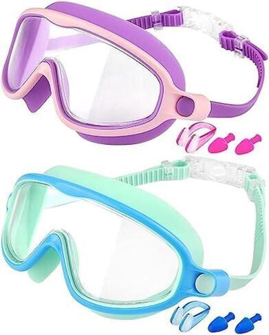 New Eyes Goggles for Kids, Wide View Swim Goggles, Anti-UV Anti-Fog Pool Water Swimming Goggles for 3-14 in Saudi Arabia