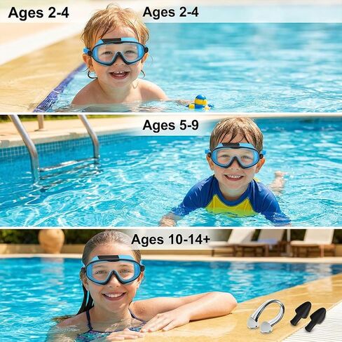 New Eyes Goggles for Kids, Wide View Swim Goggles, Anti-UV Anti-Fog Pool Water Swimming Goggles for 3-14 in Saudi Arabia