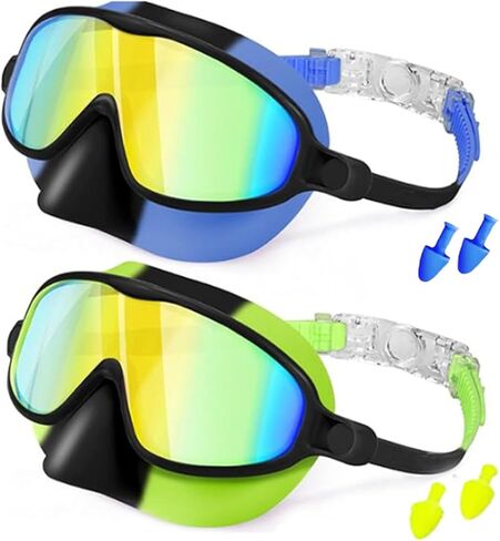 New Eyes Goggles for Kids, Wide View Swim Goggles, Anti-UV Anti-Fog Pool Water Swimming Goggles for 3-14 in Saudi Arabia