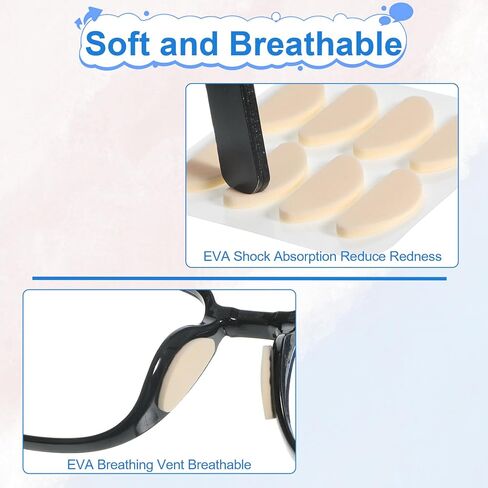 Qianyu 96 Pairs EVA Foam Nose Pads for Glasses Non-Slip Glasses Noses Cushion Soft Foam Eyeglasses Nose Pads Self Adhesive Foams Eye Glass Replacement Pad for Plastic Frames Glass Sunglasses in Saudi Arabia