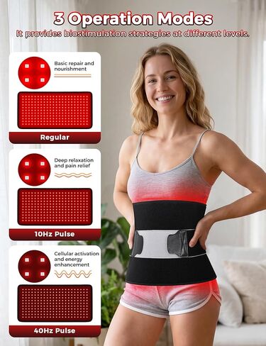وسادة العلاج بالضوء الأحمر للجسم، 60.96 سم × 30.48 سم، غلاف علاجي عميق بالقرب من الأشعة تحت الحمراء لتخفيف آلام الكتف الخلفي والخصر، حزام العلاج بالضوء الأحمر مع 242 مصباح LED (660 نانومتر و850 نانومتر)، 3 أوضاع/5 طاقة in Kuwait