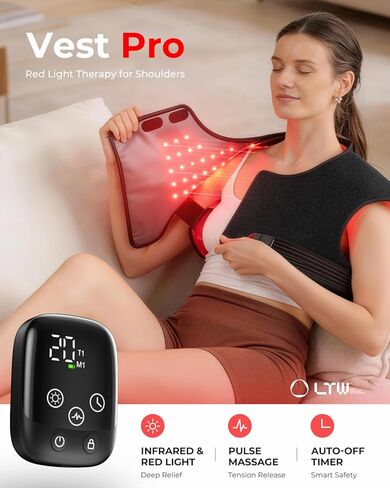 Red Light Therapy for Neck and Shoulder with 157 LEDs, Wireless 660nm & 850nm Infrared Red Light Therapy Neck and Shoulder Heating Pad, 5-Level Light Intensities & 3-Level Pulse Wearable Wrap in Saudi Arabia