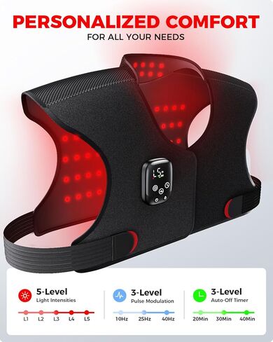 Red Light Therapy for Neck and Shoulder with 157 LEDs, Wireless 660nm & 850nm Infrared Red Light Therapy Neck and Shoulder Heating Pad, 5-Level Light Intensities & 3-Level Pulse Wearable Wrap in Saudi Arabia