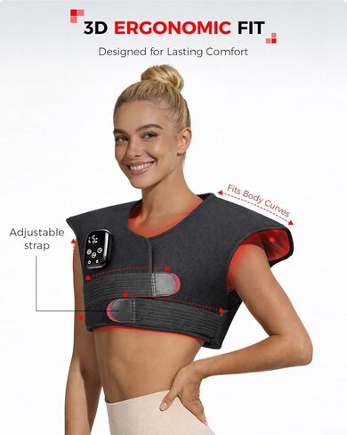 Red Light Therapy for Neck and Shoulder with 157 LEDs, Wireless 660nm & 850nm Infrared Red Light Therapy Neck and Shoulder Heating Pad, 5-Level Light Intensities & 3-Level Pulse Wearable Wrap in Saudi Arabia
